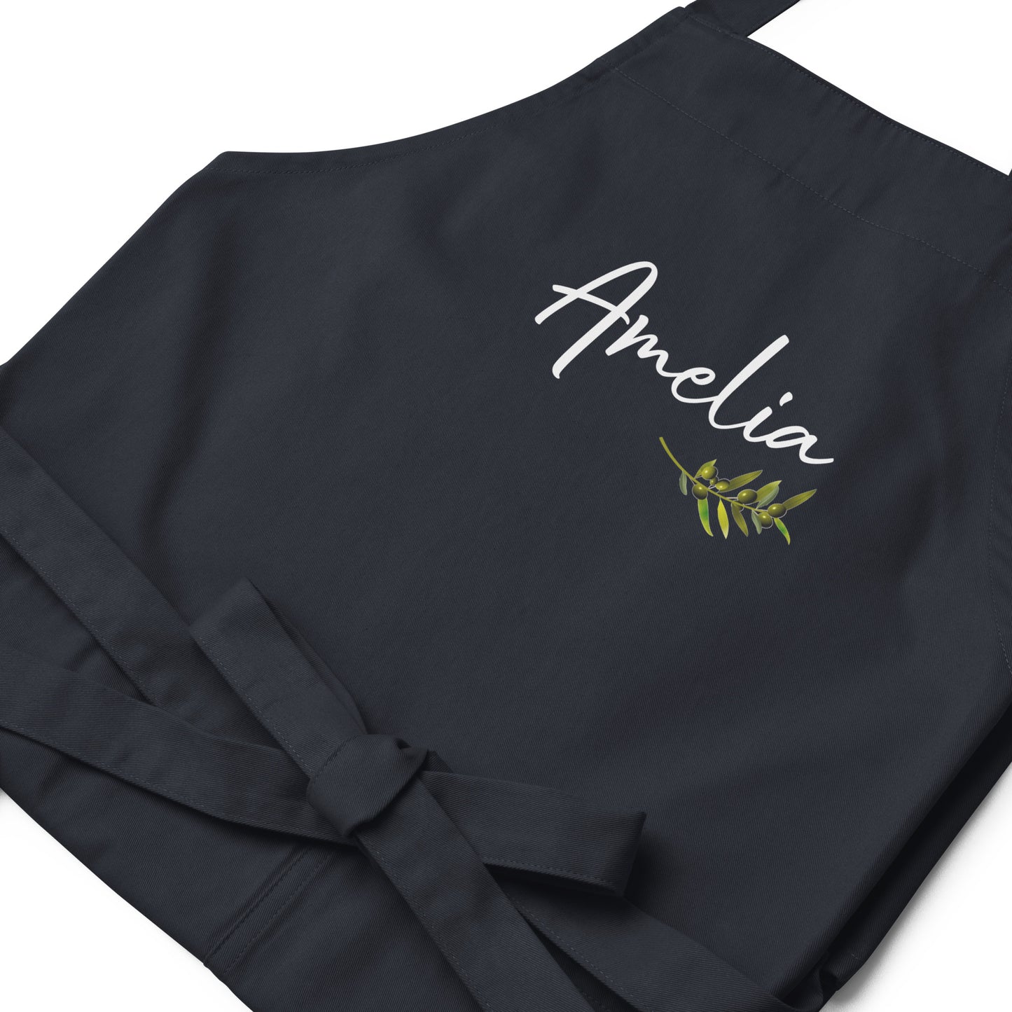 Personalized Kitchen Apron with Branch Olive,Custom Name Cooking Apron with Pockets, Birthday Wife Girlfriend Fiance Present Gift Baker Cook
