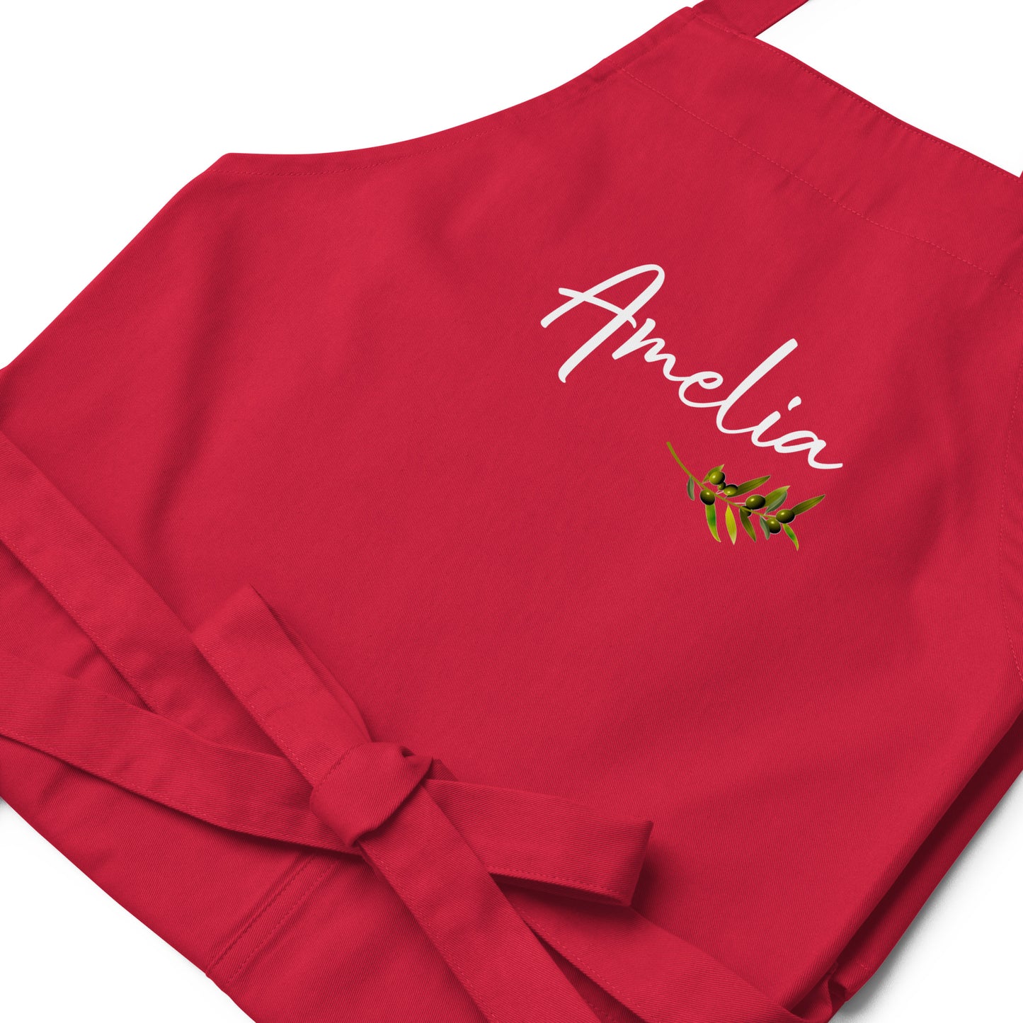 Personalized Kitchen Apron with Branch Olive,Custom Name Cooking Apron with Pockets, Birthday Wife Girlfriend Fiance Present Gift Baker Cook