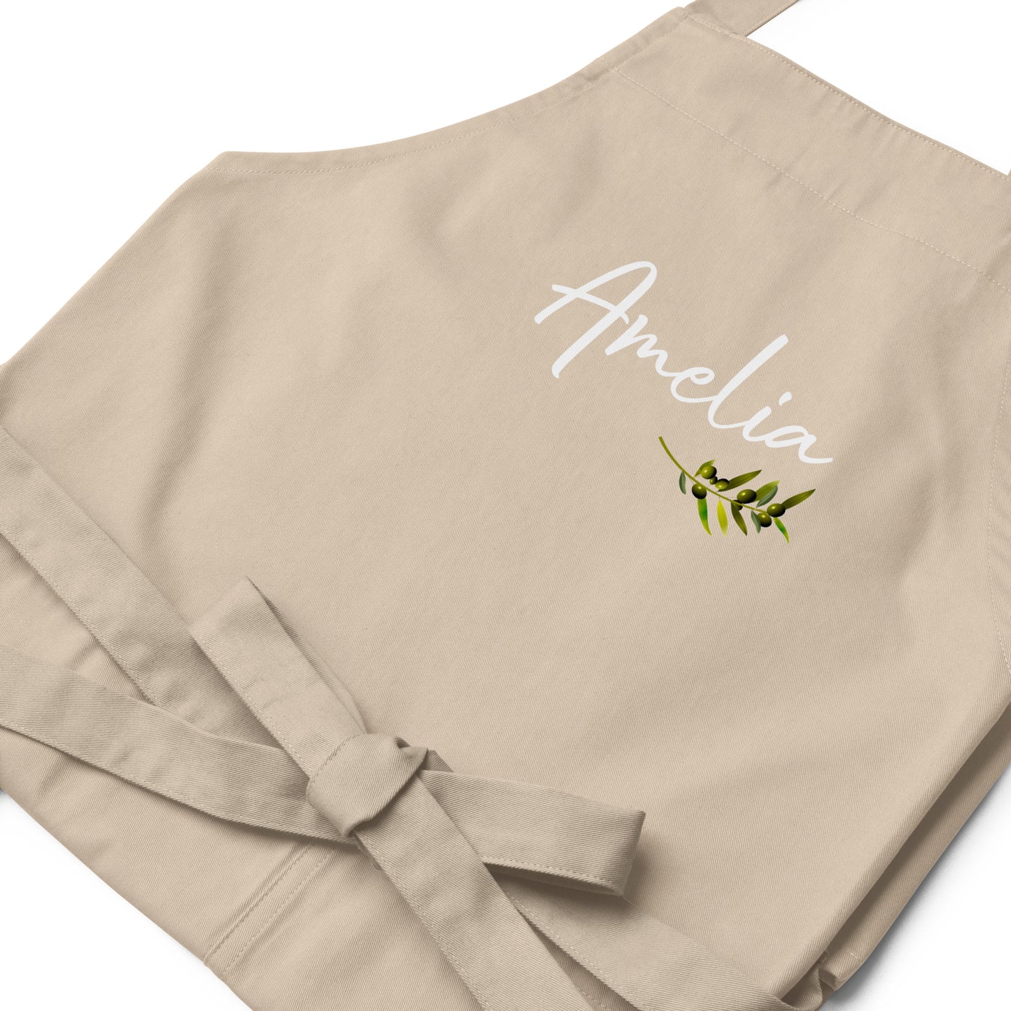 Personalized Kitchen Apron with Branch Olive,Custom Name Cooking Apron with Pockets, Birthday Wife Girlfriend Fiance Present Gift Baker Cook