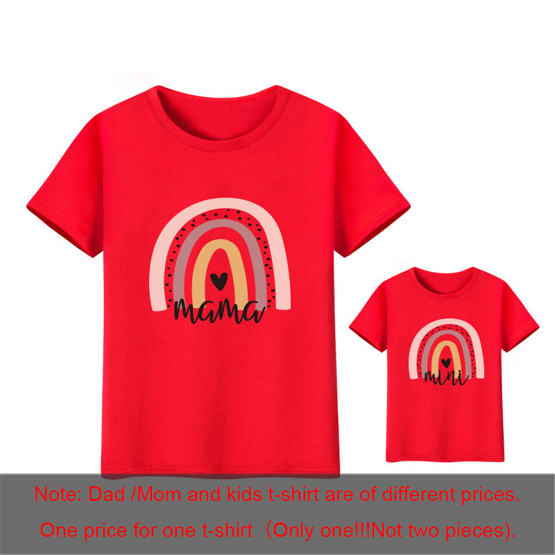 1pc Fashion  Mama and Mini Rainbow print T-shirt