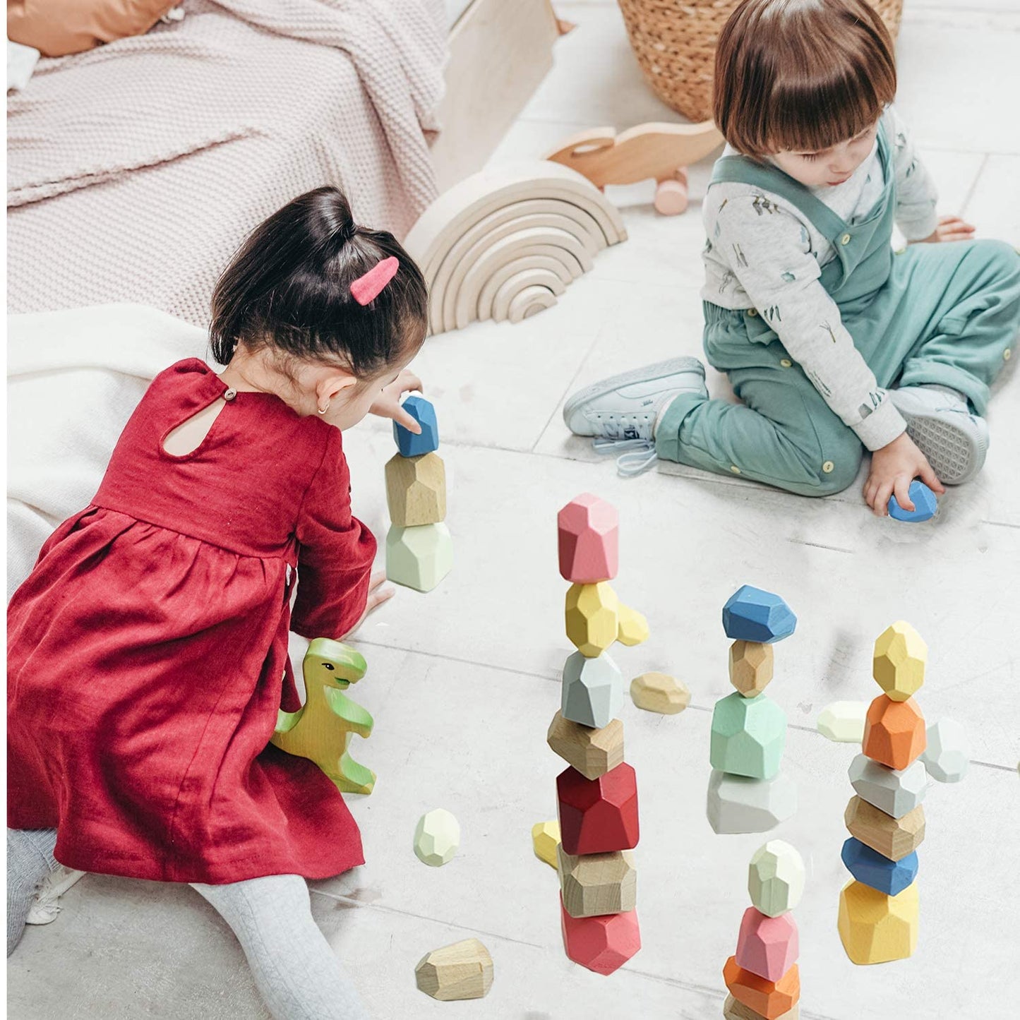 Wooden Balancing Stacking Stones Rocks