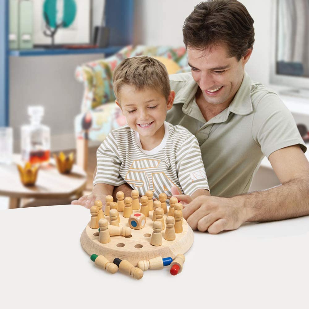 Children Wooden Memory Matchstick Chess Game