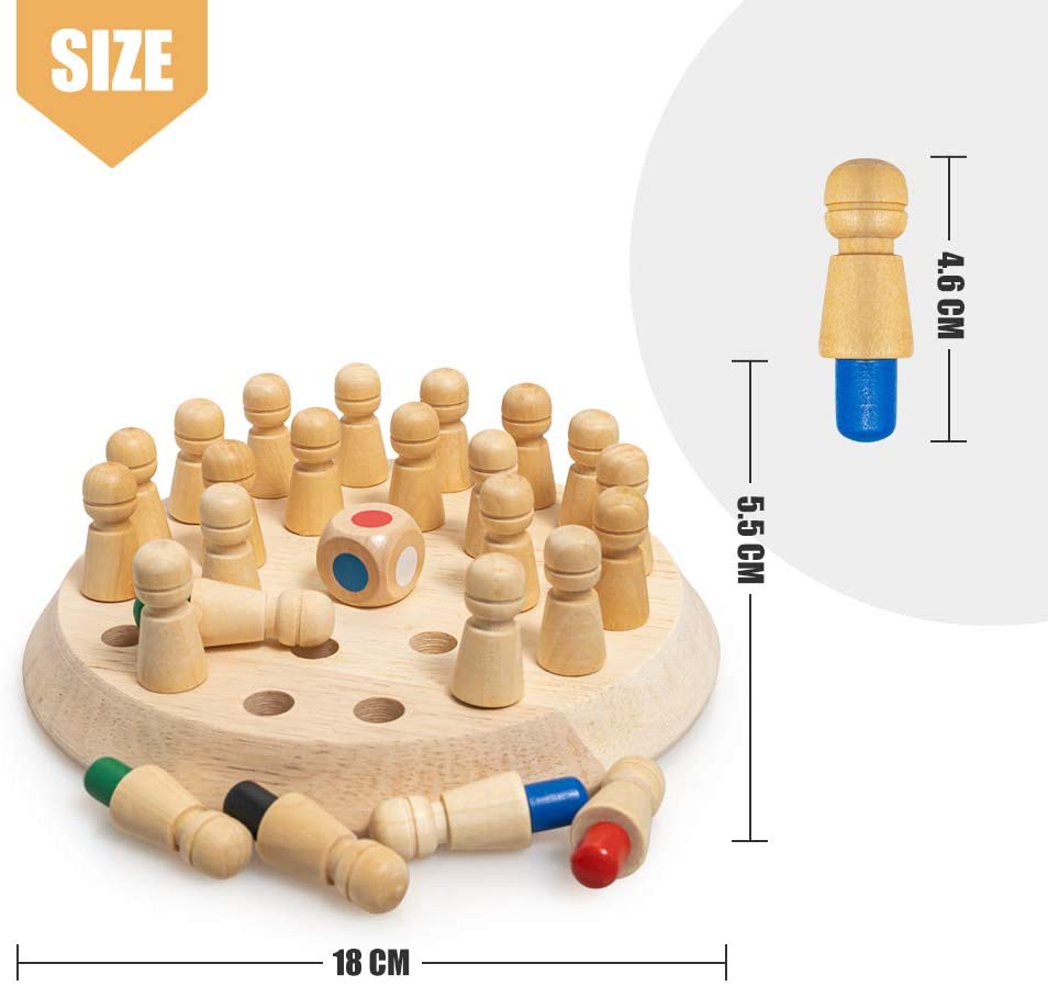 Children Wooden Memory Matchstick Chess Game