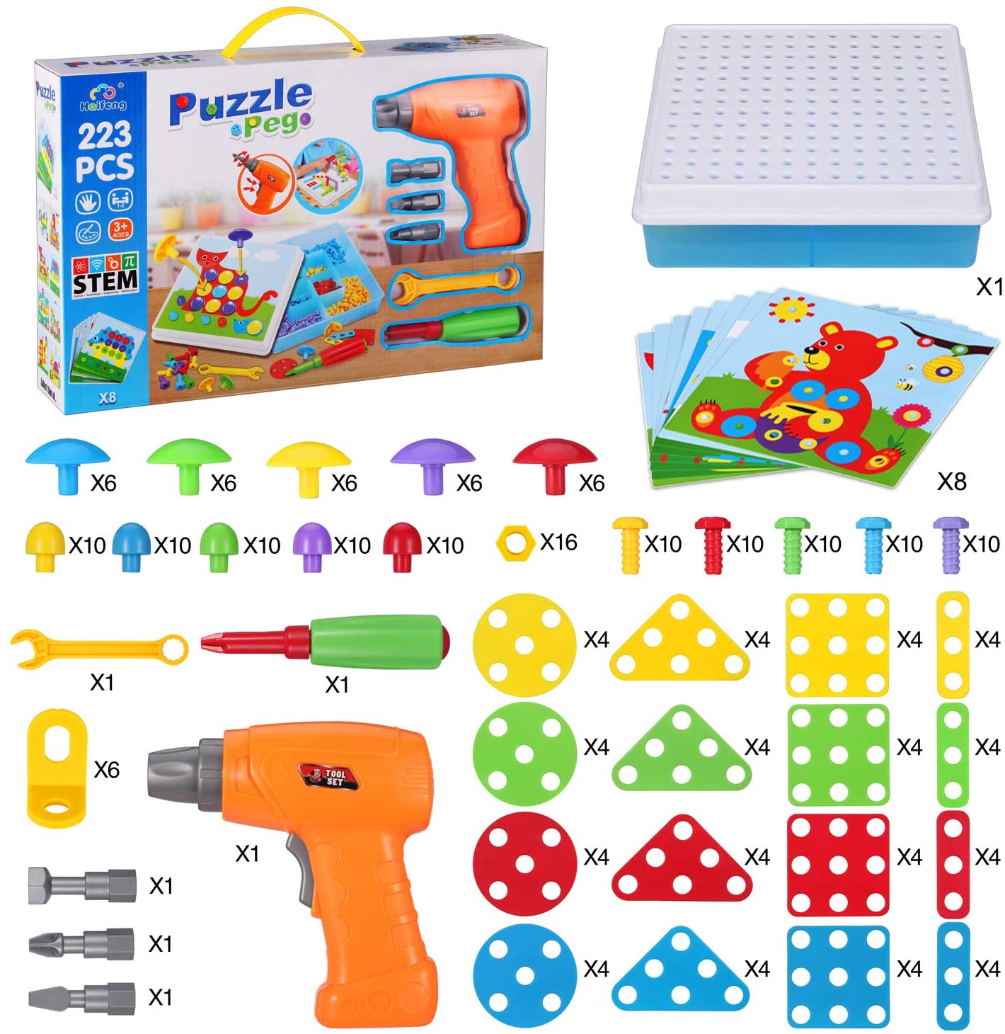 223 Pieces Creative Mosaic Drill Set for Kids